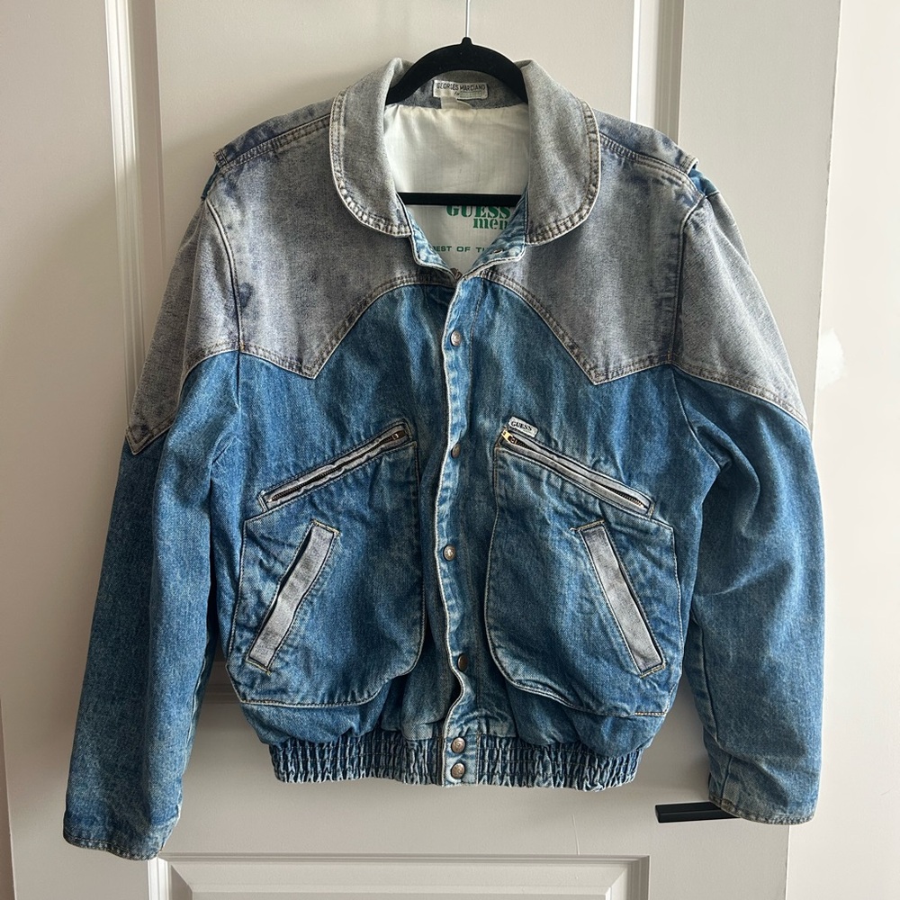 Vintage Guess Denim Jean Jacket - George Marciano Mens Sz L 1985 - Marty McFly
